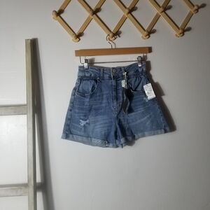 NWT VANILLA STAR WOMEN'S MOM SUPER HIGH RISE JEAN SHORTS SIZE 9